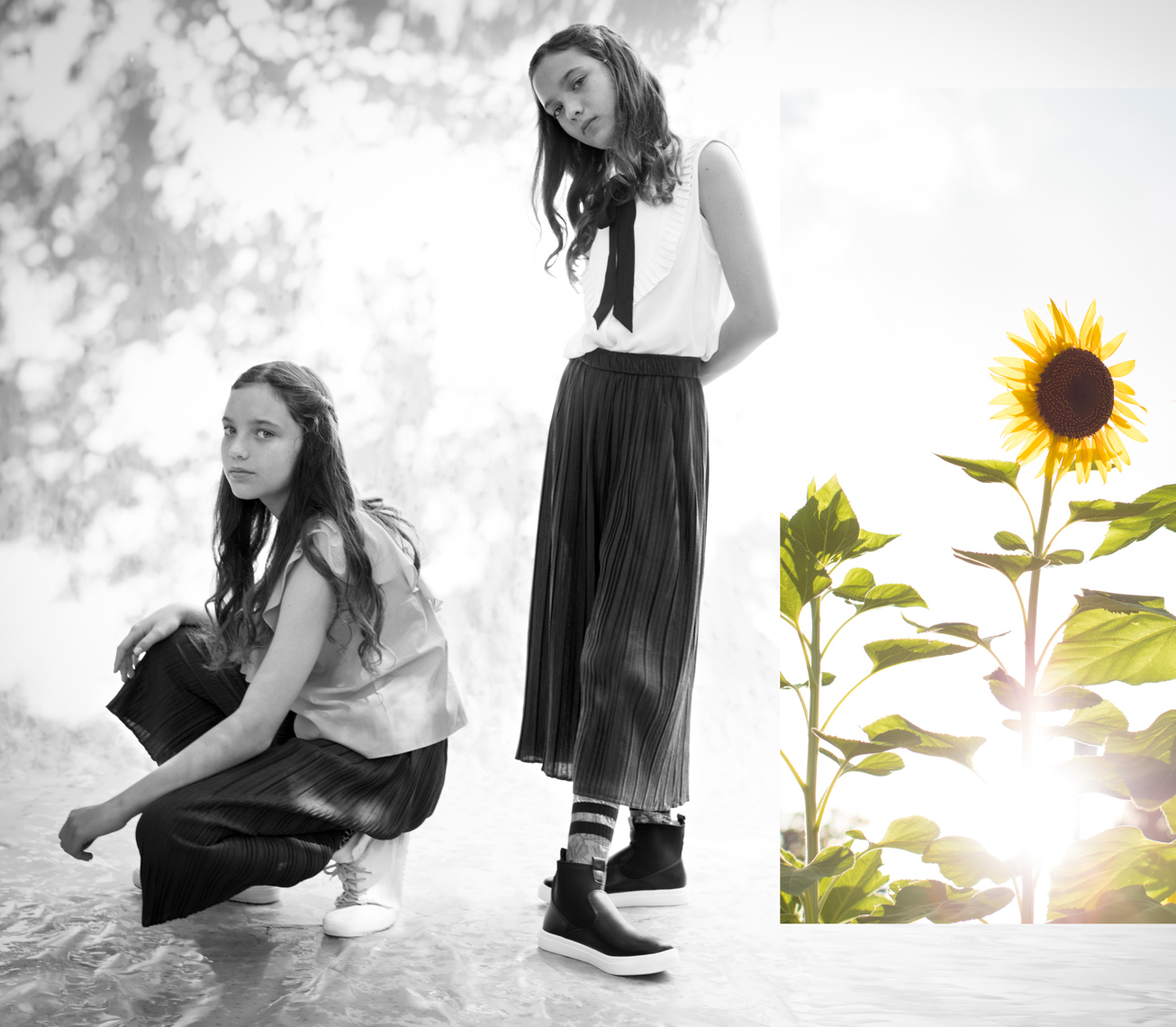  Black and White with Sunflowers | Editorial Fashion Photographer